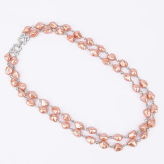 Fresh water Pearls double layer necklace 1 (Orange)